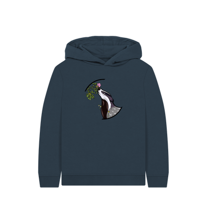 Navy Blue Printed Kids Hoodie Front