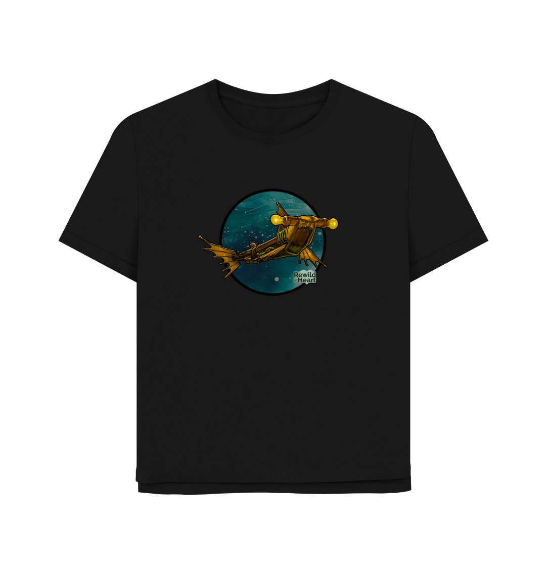 Black Steampunk Hammerhead Shark Relaxed-Fit T-Shirt