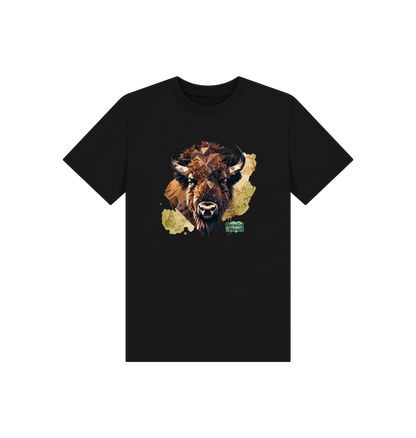 Black Bison with Wildflowers & Butterflies Kids T-Shirt