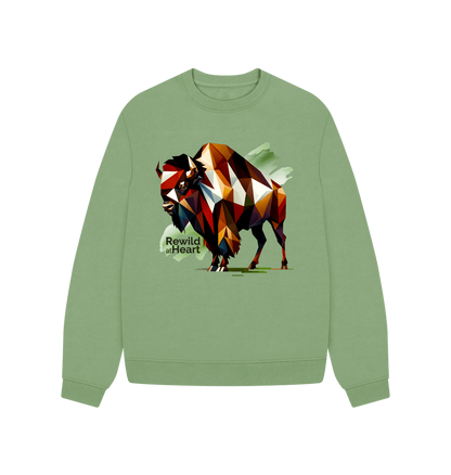 Sage Bison Forest | Women's Oversized Jumper