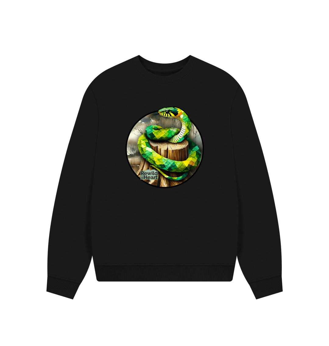 Black Grass Snake Marsh Women's Oversized Jumper