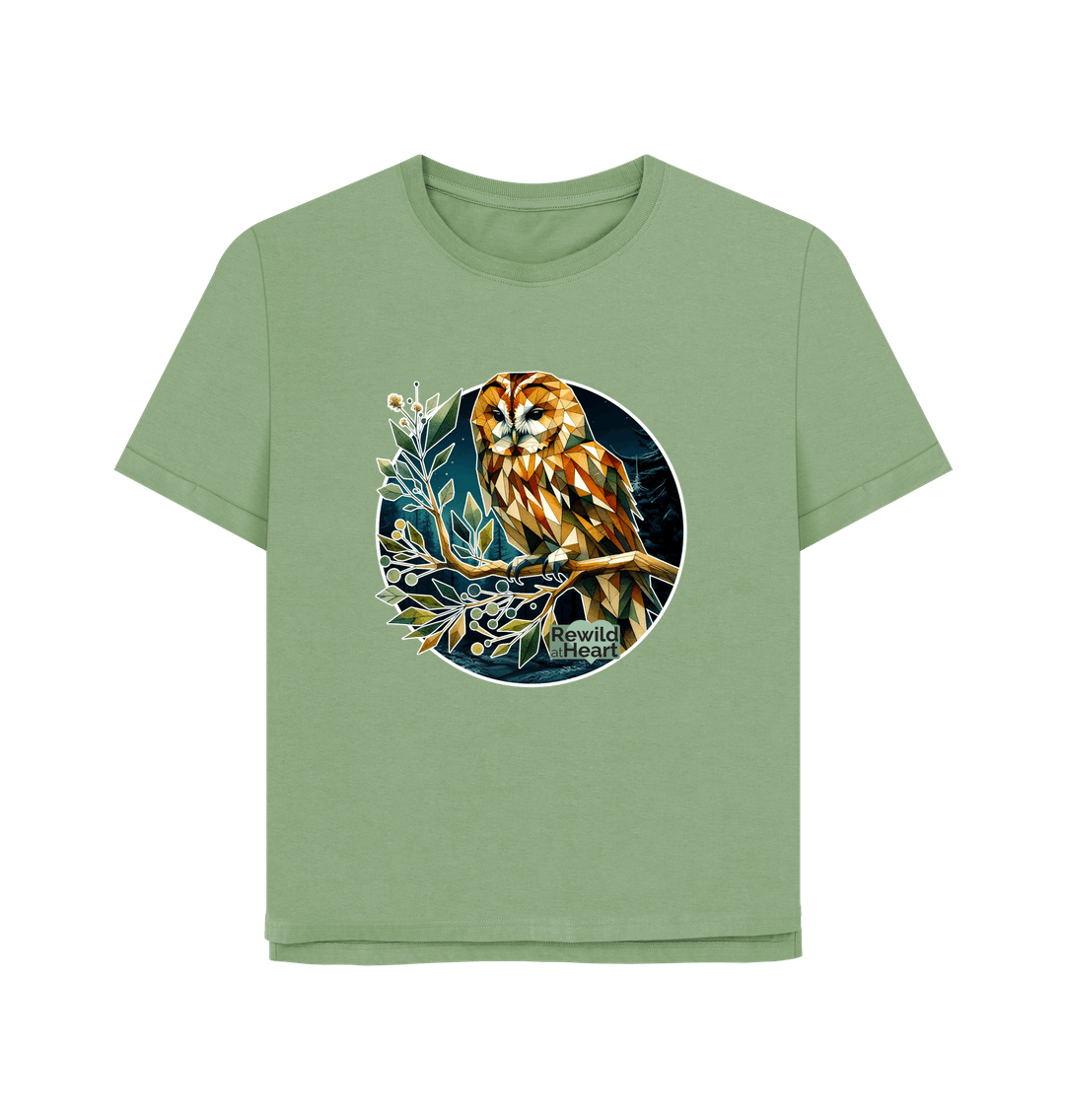 Sage Tawny Owl Women's Relaxed-Fit T-Shirt