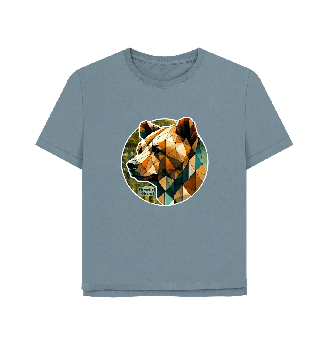 Stone Blue Brown Bear Forest Women's Relaxed-Fit T-Shirt