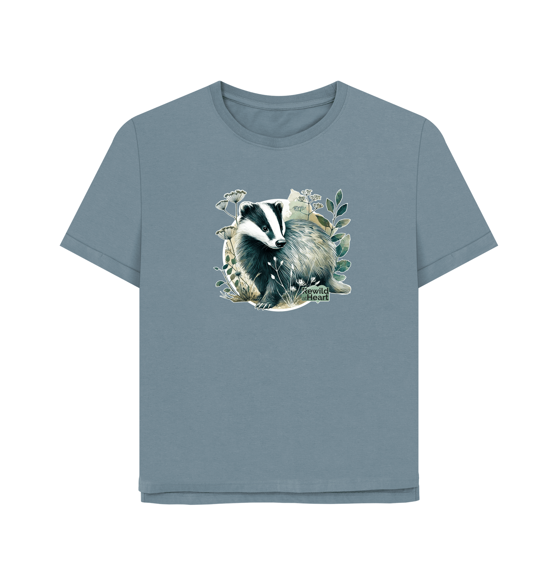 Stone Blue Printed T-shirt Front