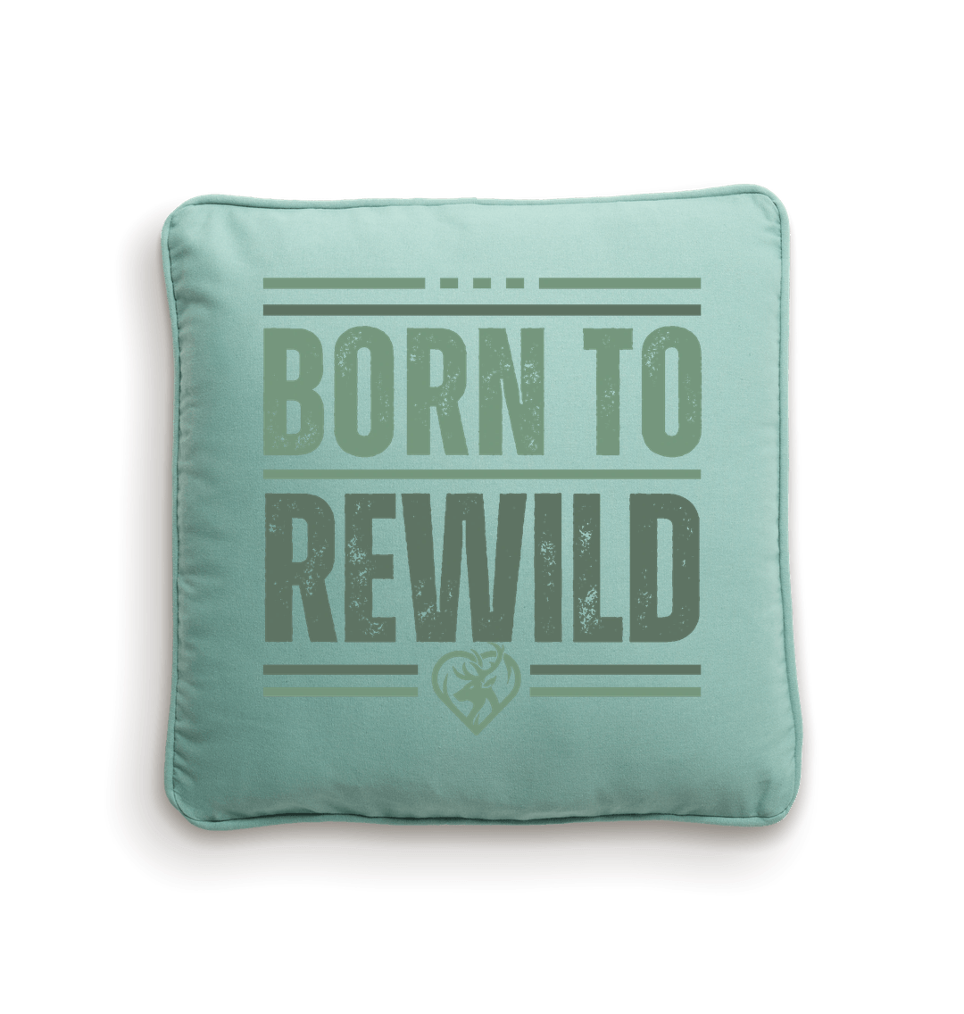 Natural/Sage Green Born to Rewild Piped Cushion Cover