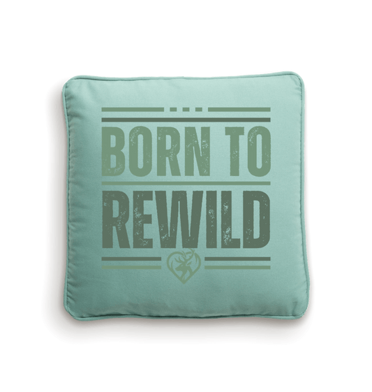 Natural/Sage Green Born to Rewild Piped Cushion Cover