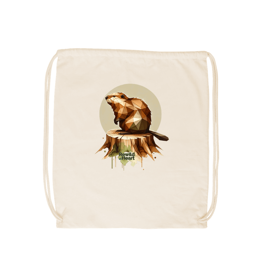 Natural Busy Beaver | Drawstring Bag