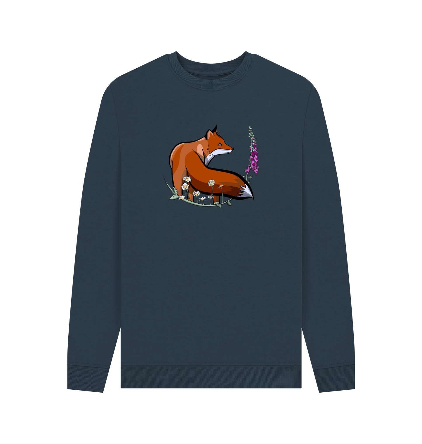 Navy Blue Printed Sweater Front