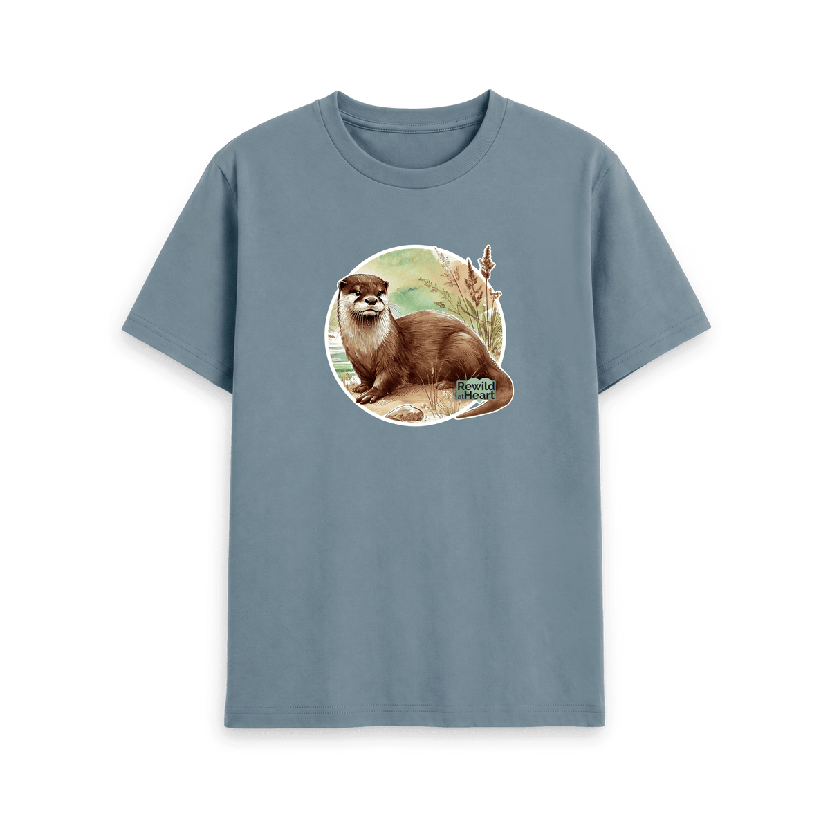 Stone Blue Printed T-shirt Front