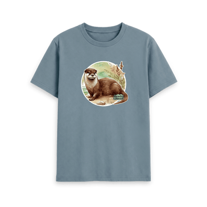 Stone Blue Printed T-shirt Front