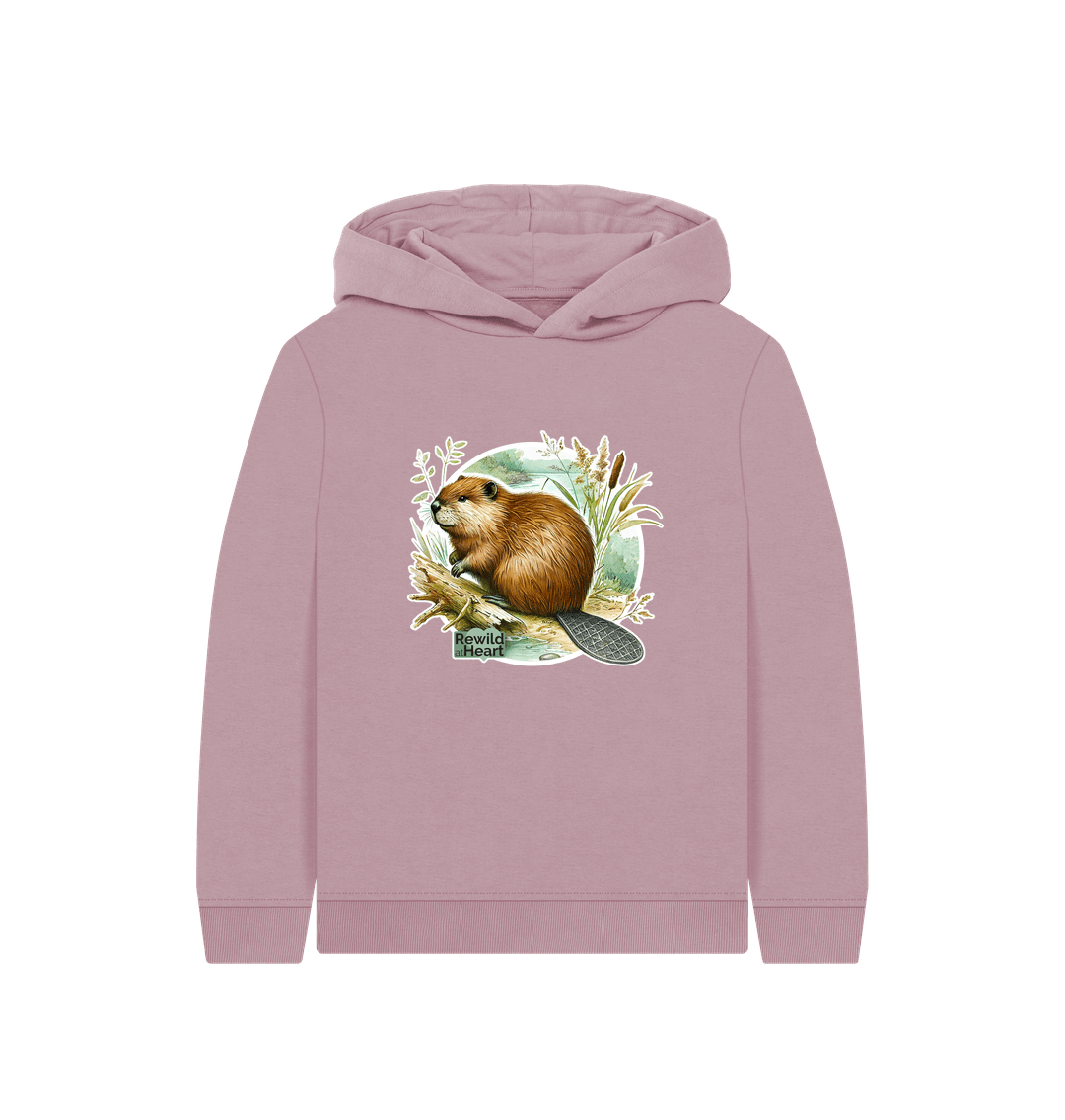 Mauve Beaver Riverbank Kids Hoodie