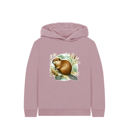 Mauve Beaver Riverbank Kids Hoodie