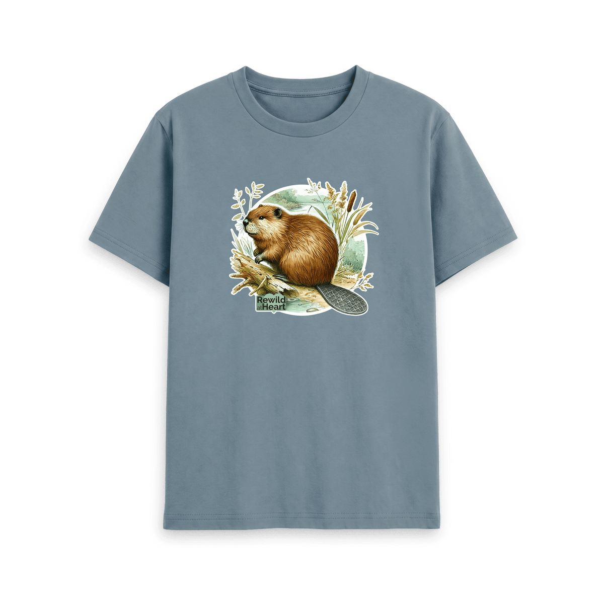 Stone Blue Printed T-shirt Front