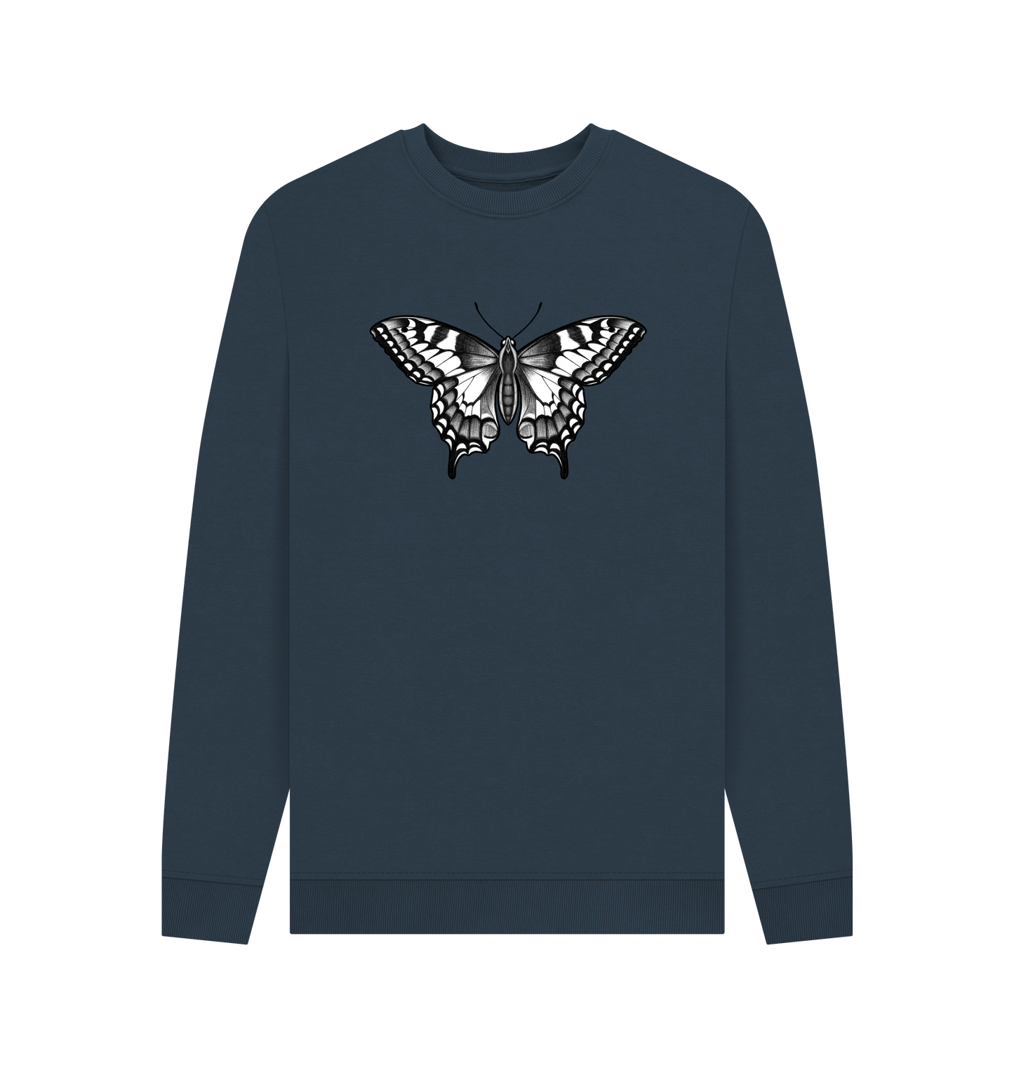 Navy Blue Printed Sweater Front