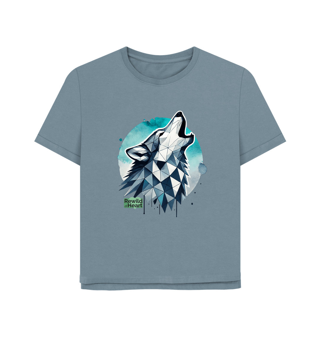 Stone Blue Primal Wolf Howl Women's Relaxed-Fit T-Shirt