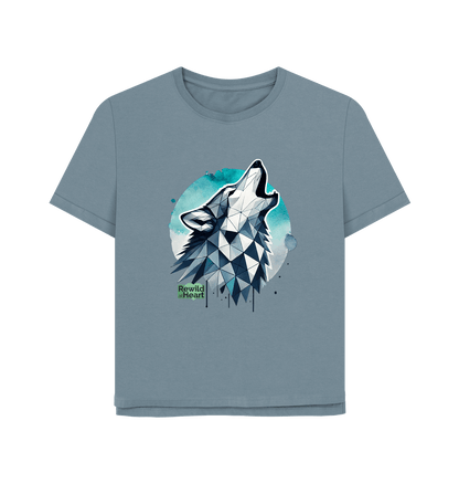 Stone Blue Primal Wolf Howl Women's Relaxed-Fit T-Shirt