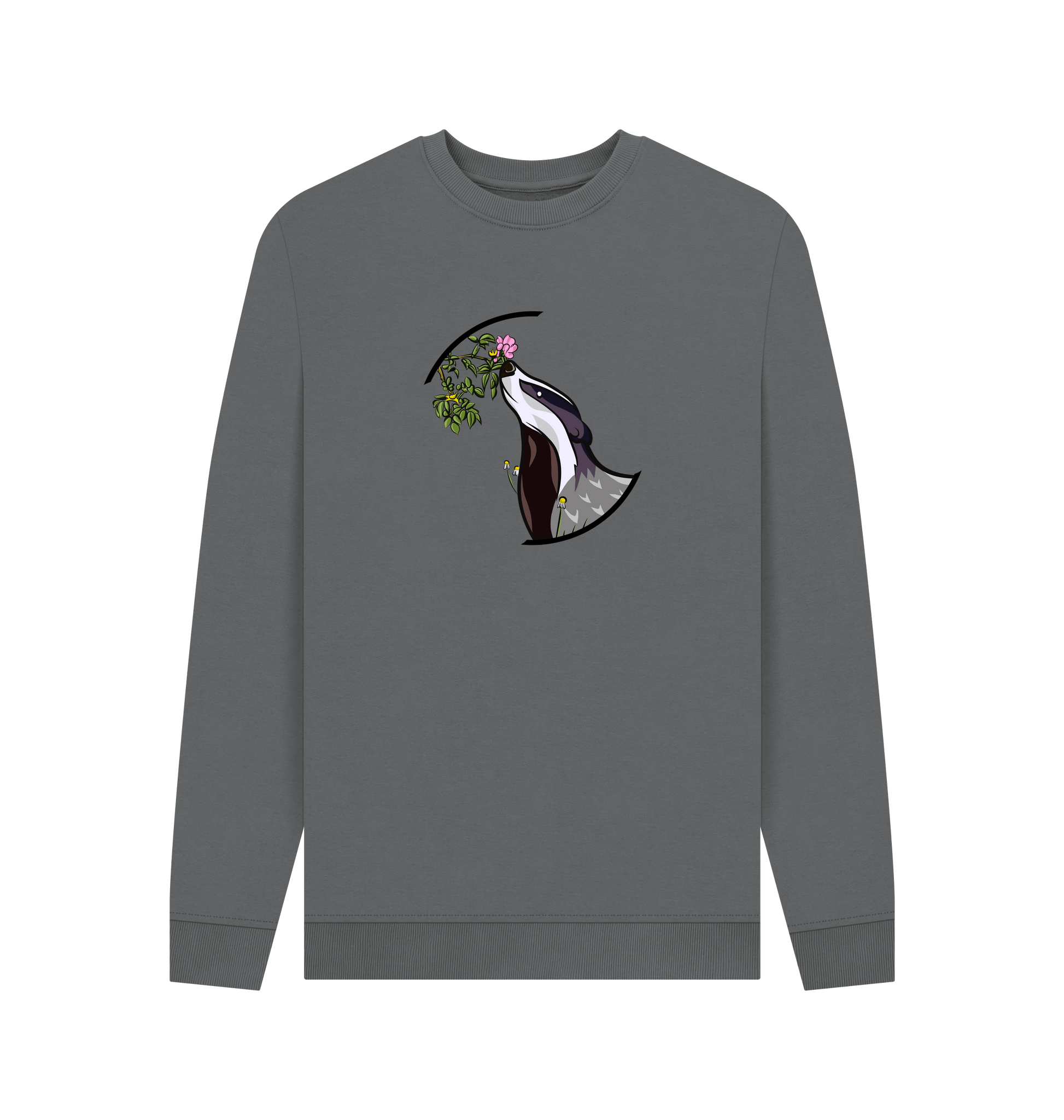 Slate Grey Printed Sweater Front