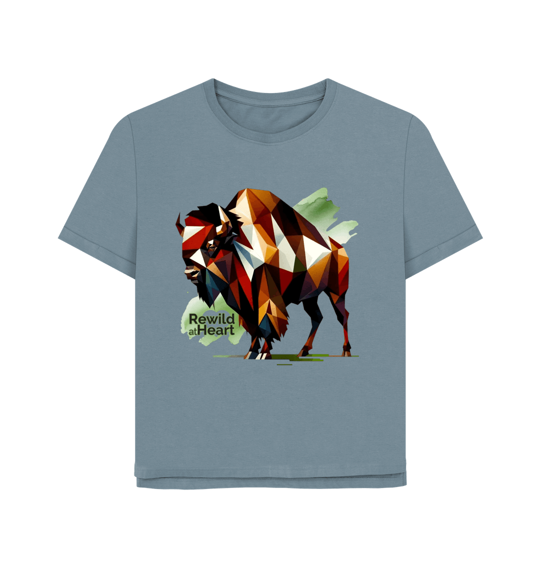 Stone Blue European Bison | Relaxed-Fit Women's T-Shirt