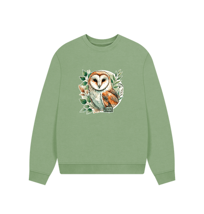 Sage Barn Owl Woodland Women's Oversized Jumper