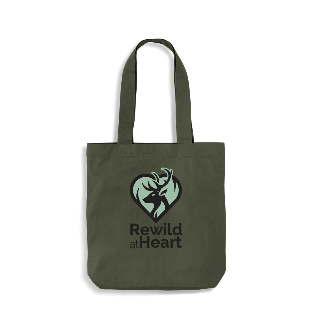 Olive Green Rewild at Heart Organic Bag for Life