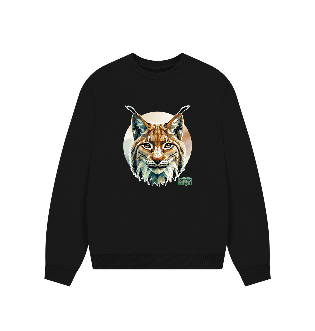 Black Primal Lynx Women's Oversized Jumper