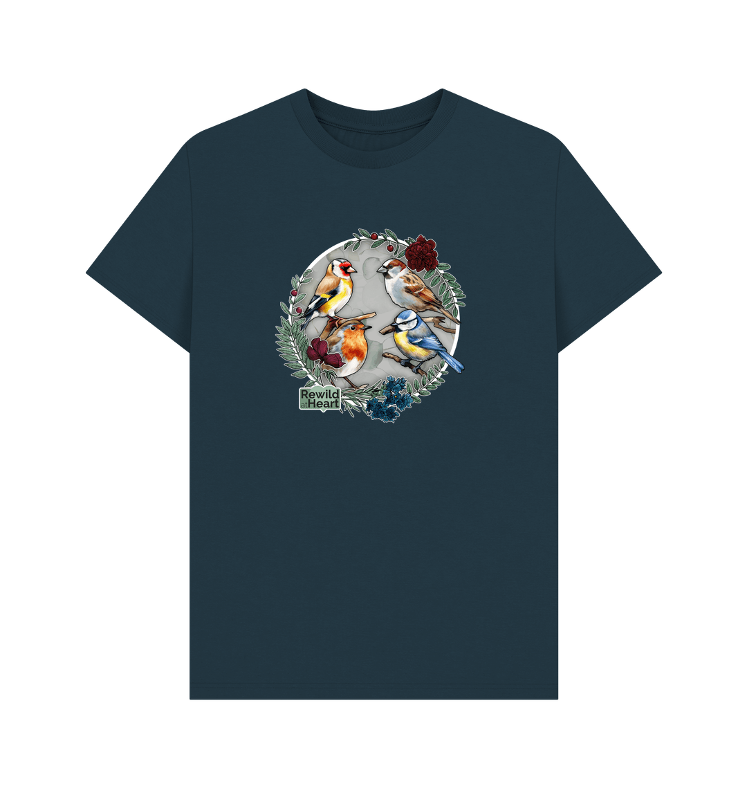 Denim Blue British Songbird Wreath Men's T-Shirt