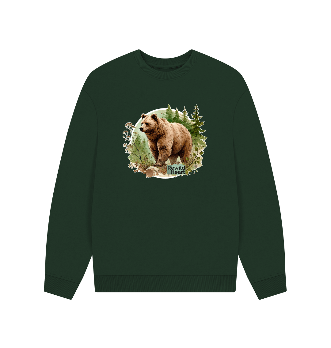 Evergreen Brown Bear Wilderness Men's Oversized Sweater