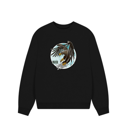 Black White-Tailed Eagle Flight Women's Oversized Jumper