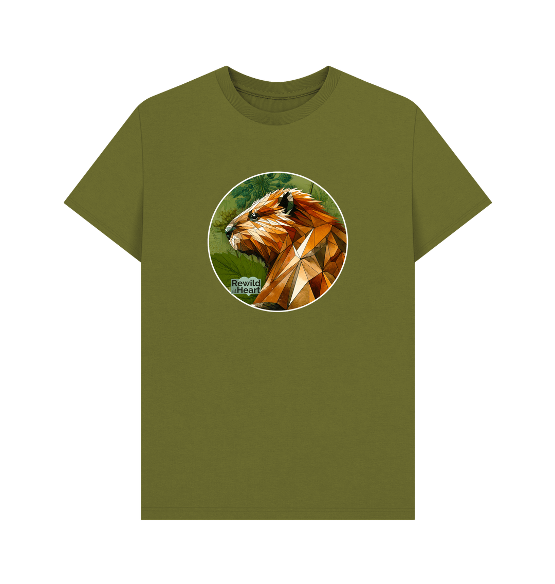 Moss Green Beaver Botanical Men's T-Shirt