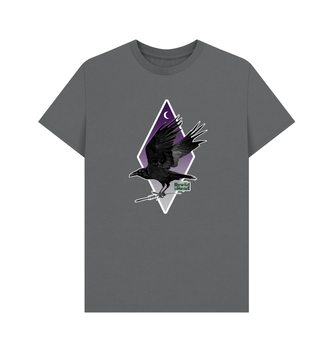 Slate Grey Raven Moon Crescent Men's T-Shirt