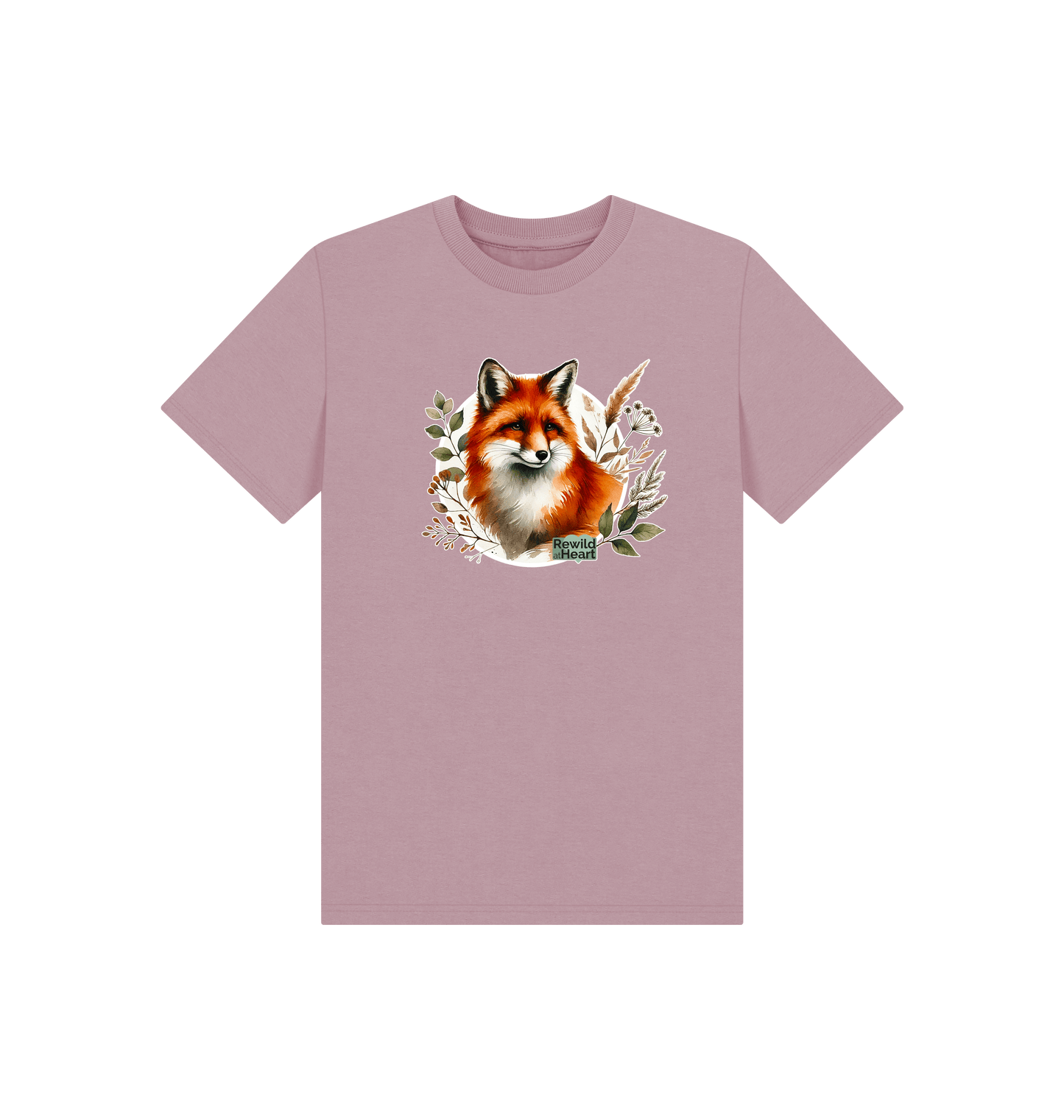 Mauve Printed Kids T-Shirt Front