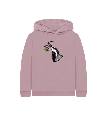 Mauve Printed Kids Hoodie Front
