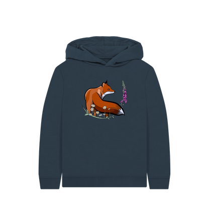 Navy Blue Printed Kids Hoodie Front