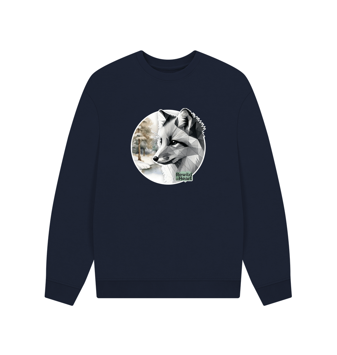 Navy Blue Silent Arctic Fox Men's Oversized Sweater