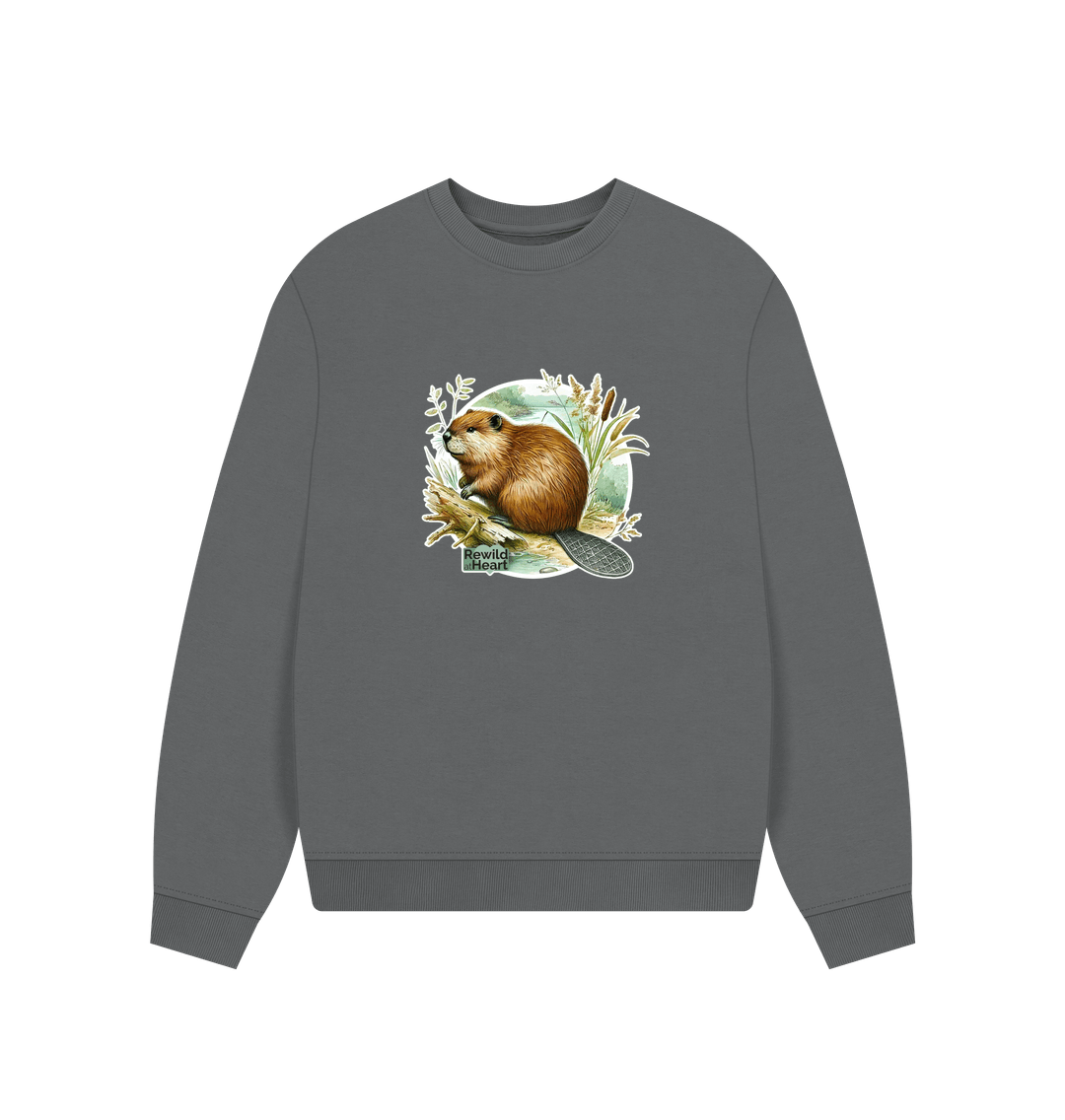 Slate Grey Beaver Riverbank Women's Oversized Jumper