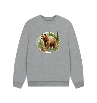 Athletic Grey Brown Bear Wilderness Men's Oversized Sweater