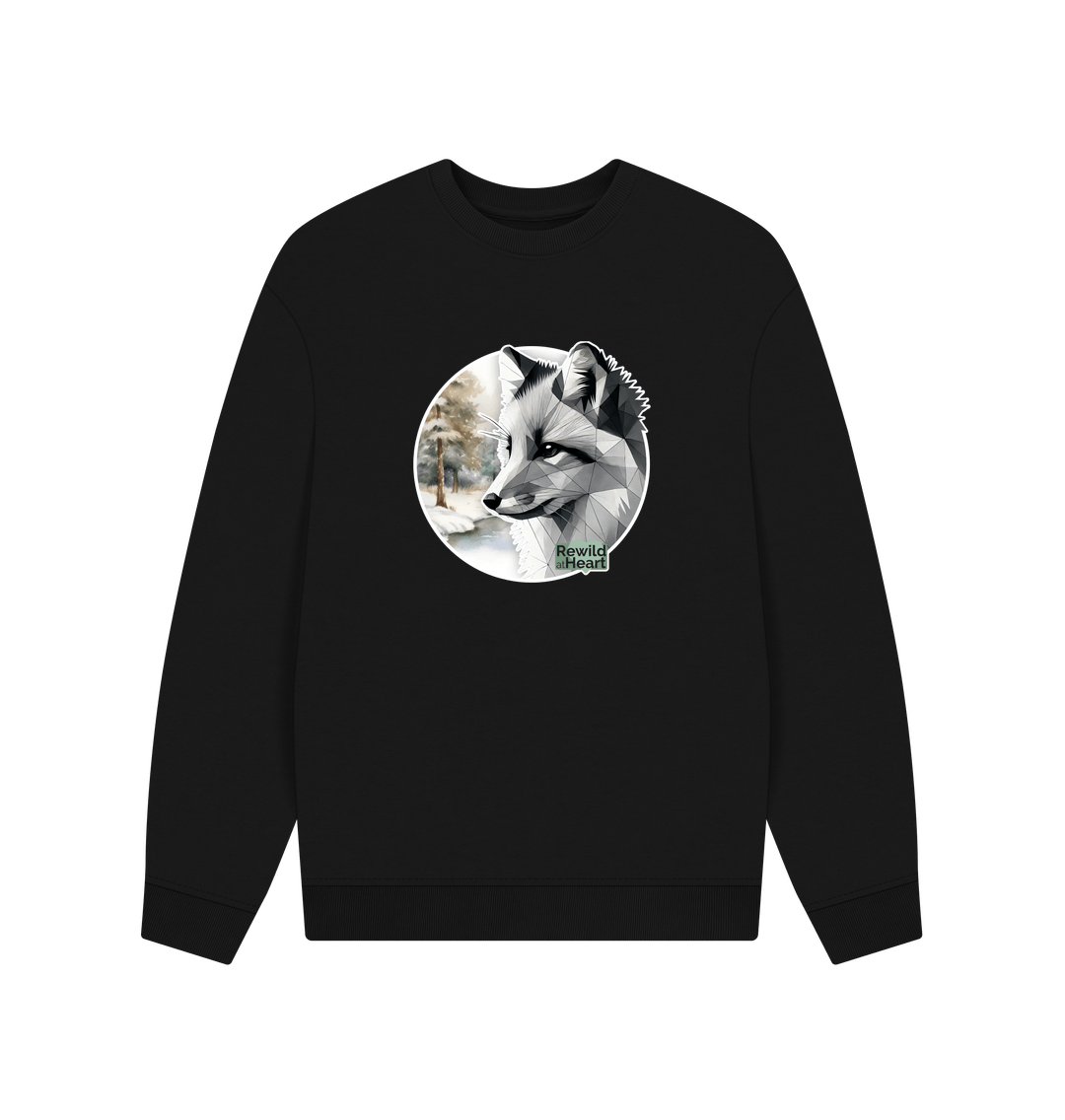 Black Silent Arctic Fox Men's Oversized Sweater