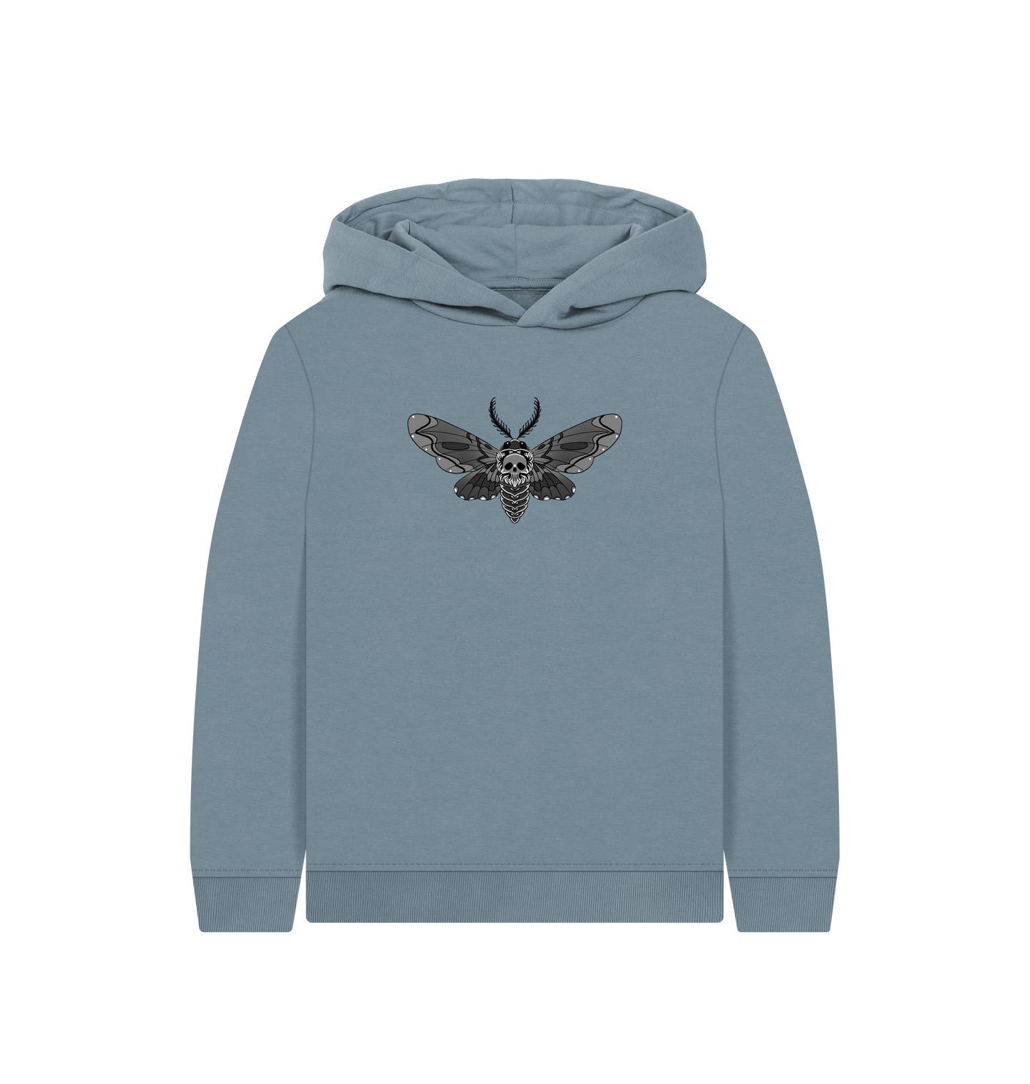 Stone Blue Printed Kids Hoodie Front