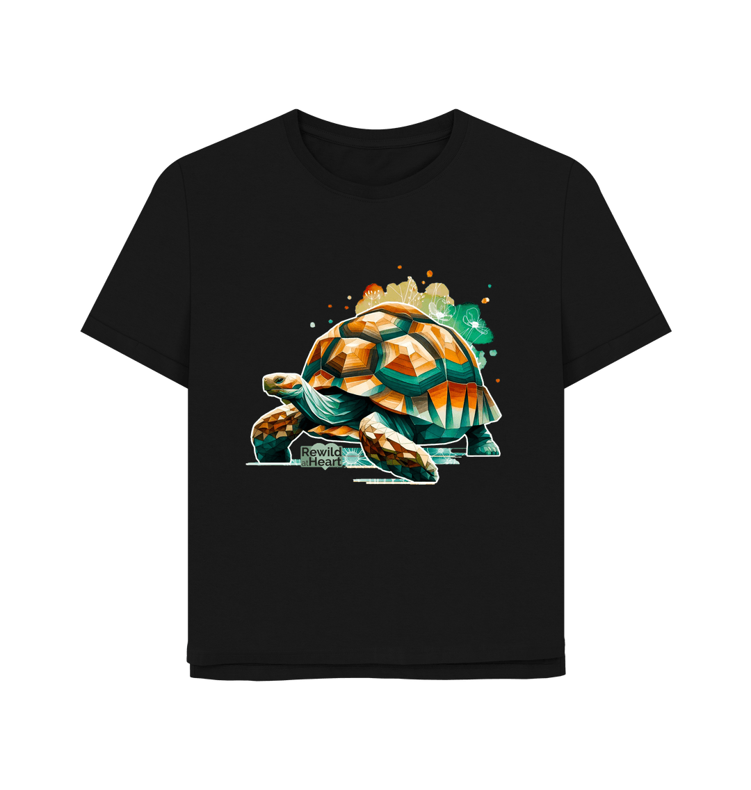 Black Giant Tortoise Wildflower Women's Relaxed-Fit T-Shirt