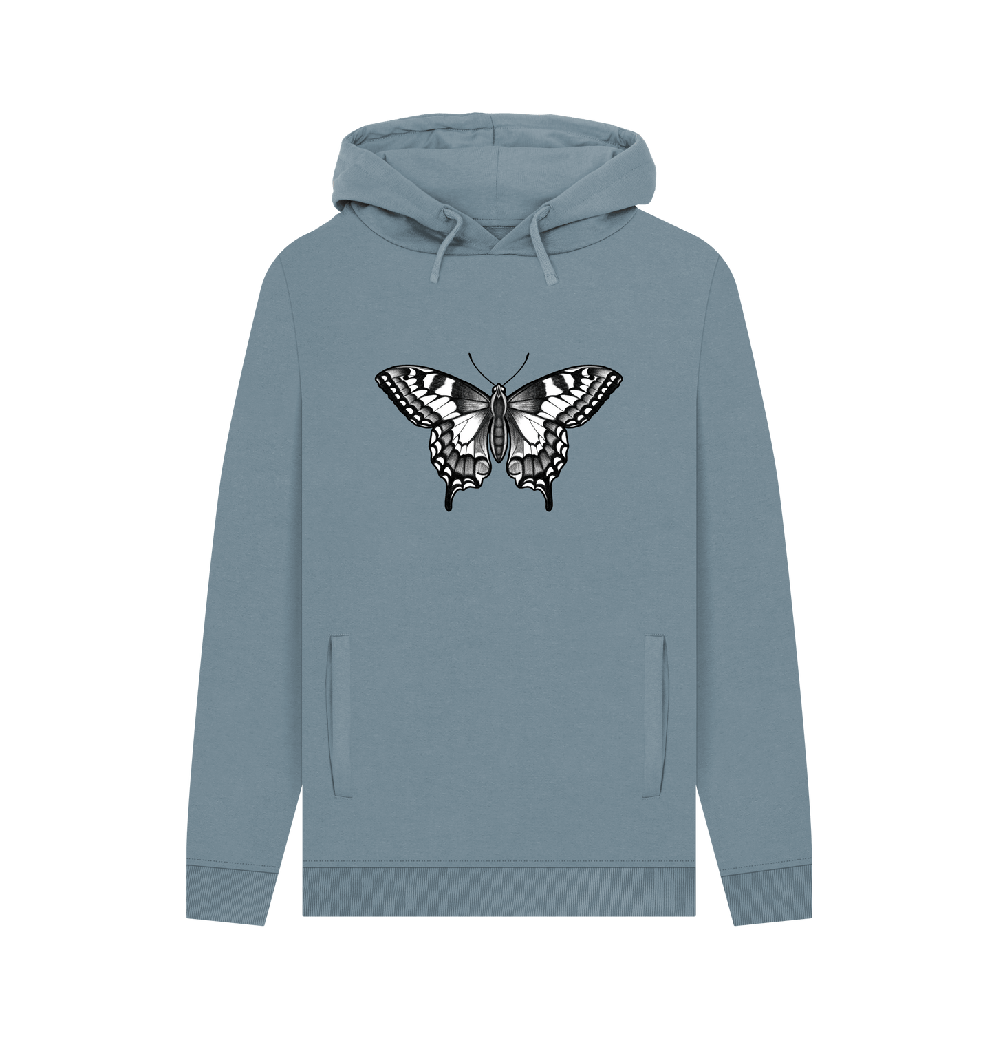 Stone Blue Printed Hoody Front