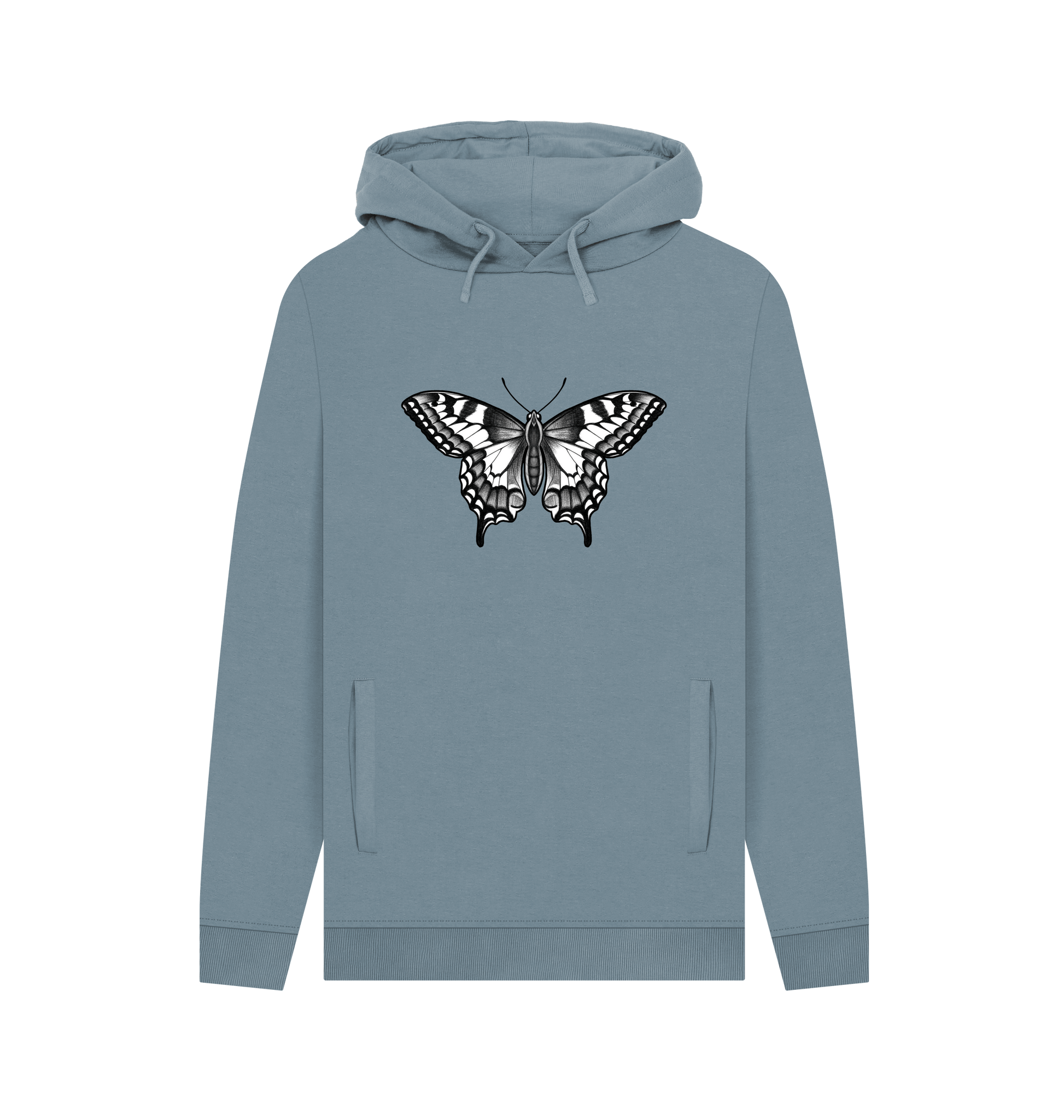 Stone Blue Printed Hoody Front