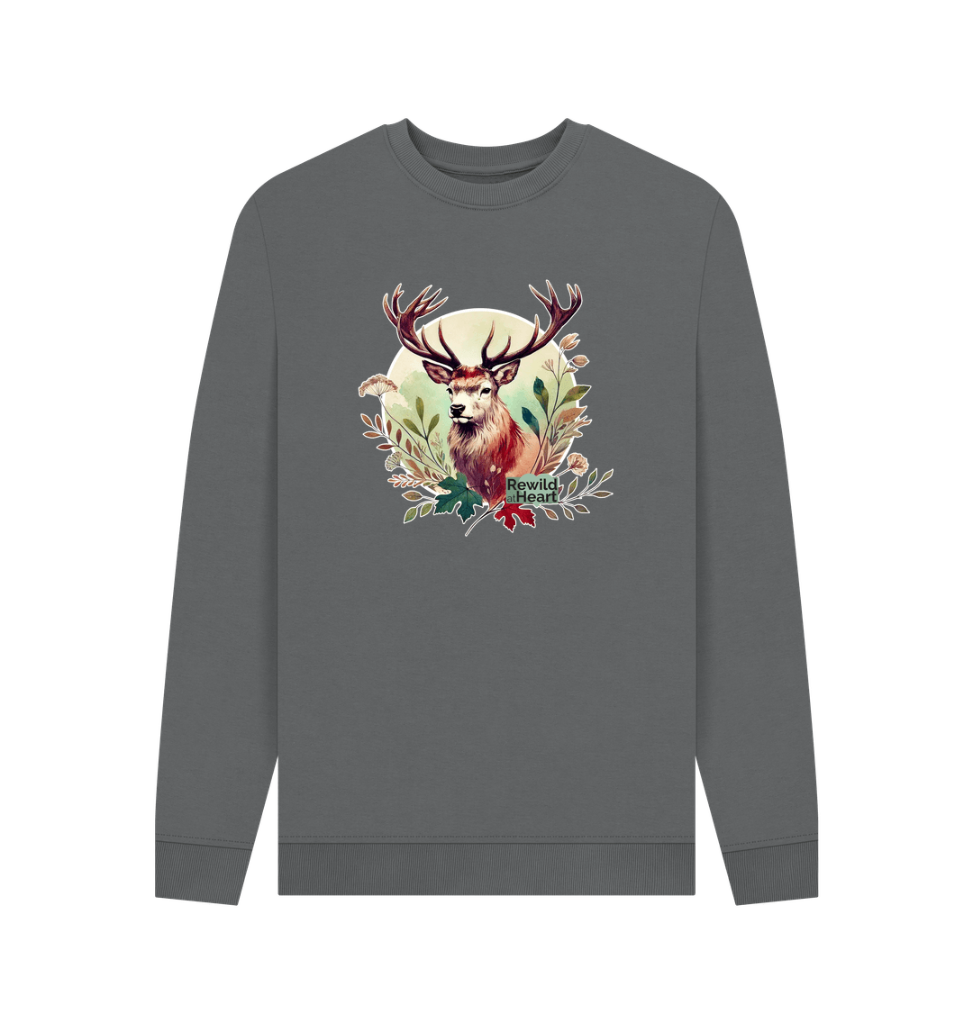 Slate Grey Red Deer Stag Spirit Men's Sweater