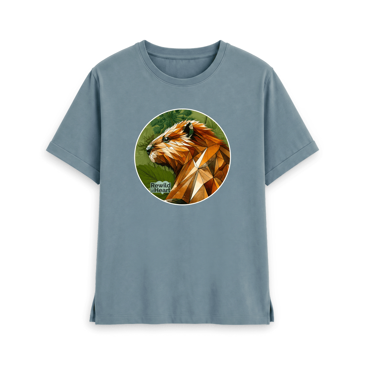 Stone Blue Printed T-shirt Front
