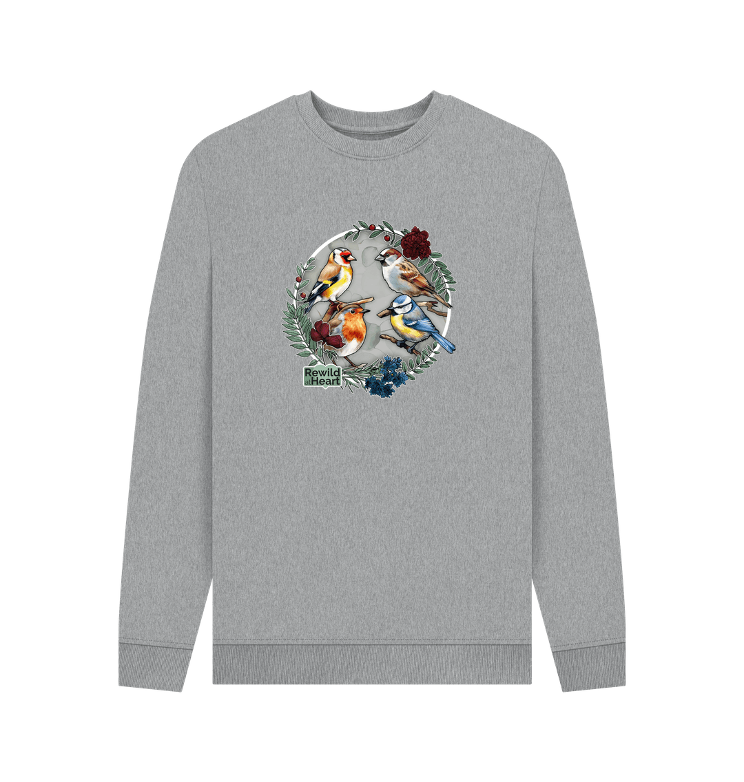 Light Heather British Songbird Wreath Men's Sweater