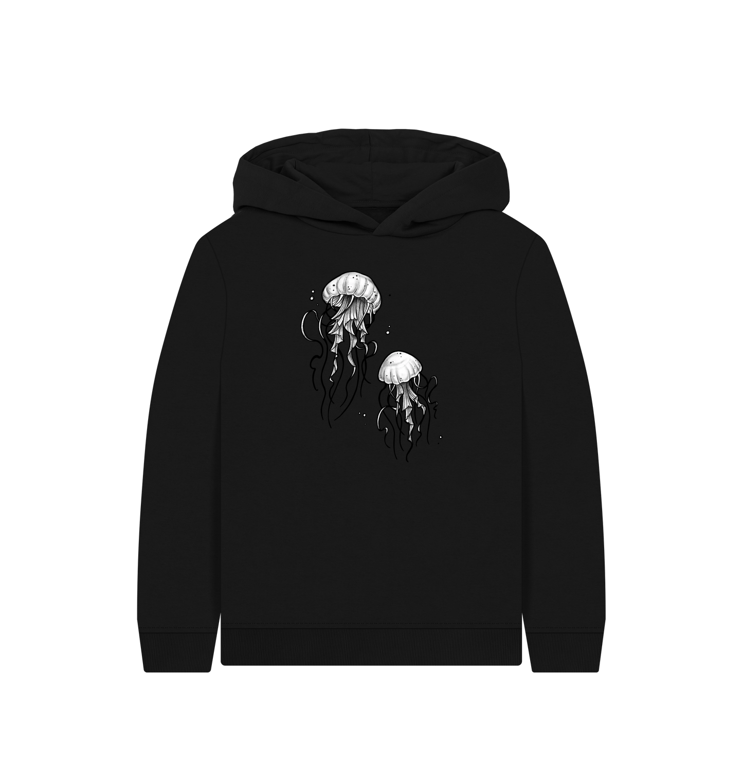 Black Printed Kids Hoodie Front
