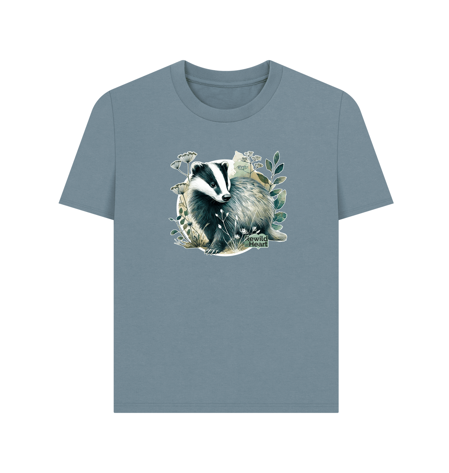 Stone Blue Printed T-shirt Front