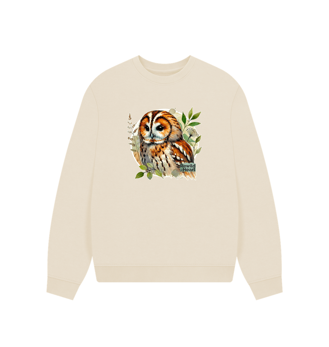 Oat Tawny Owl Forest Women's Oversized Jumper