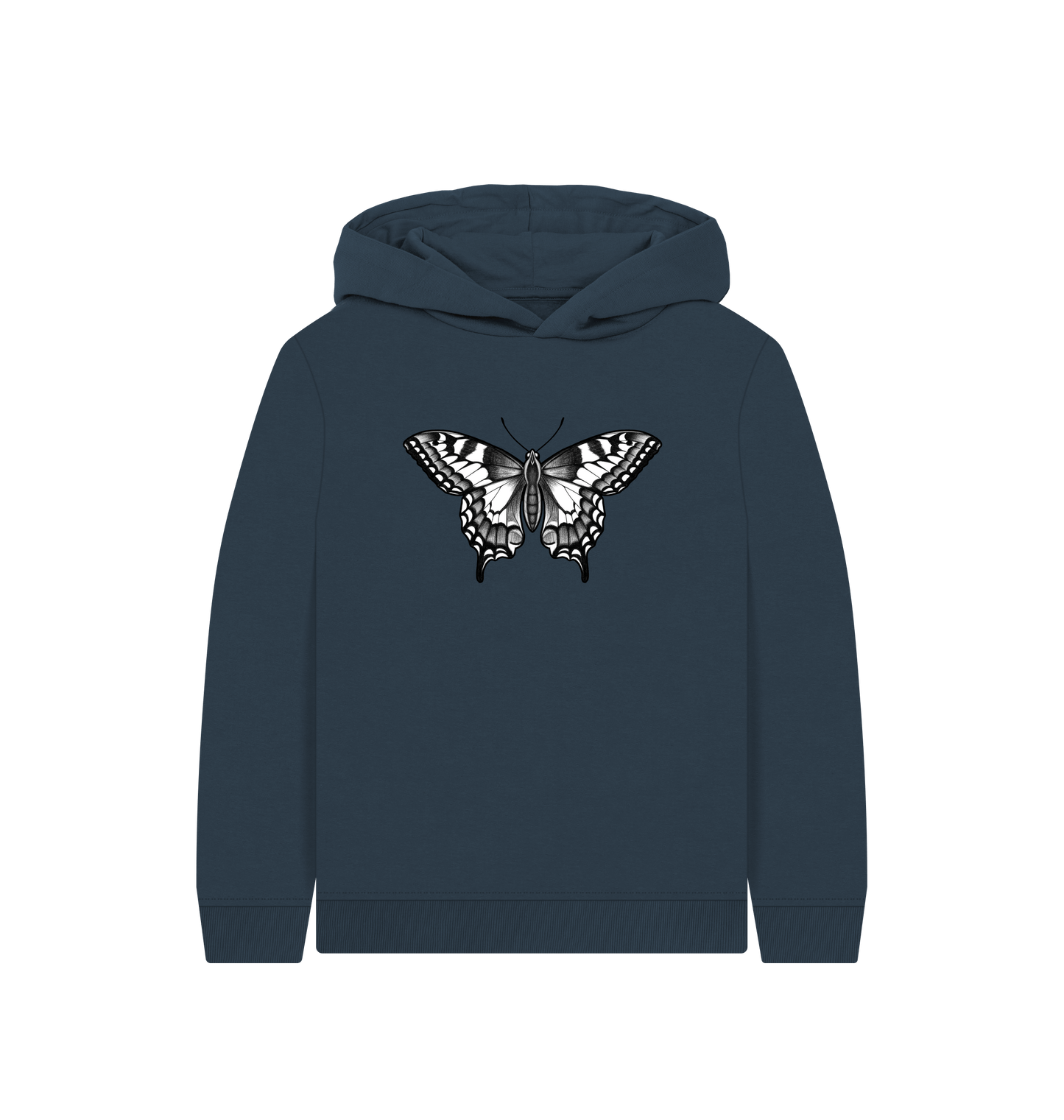 Navy Blue Printed Kids Hoodie Front