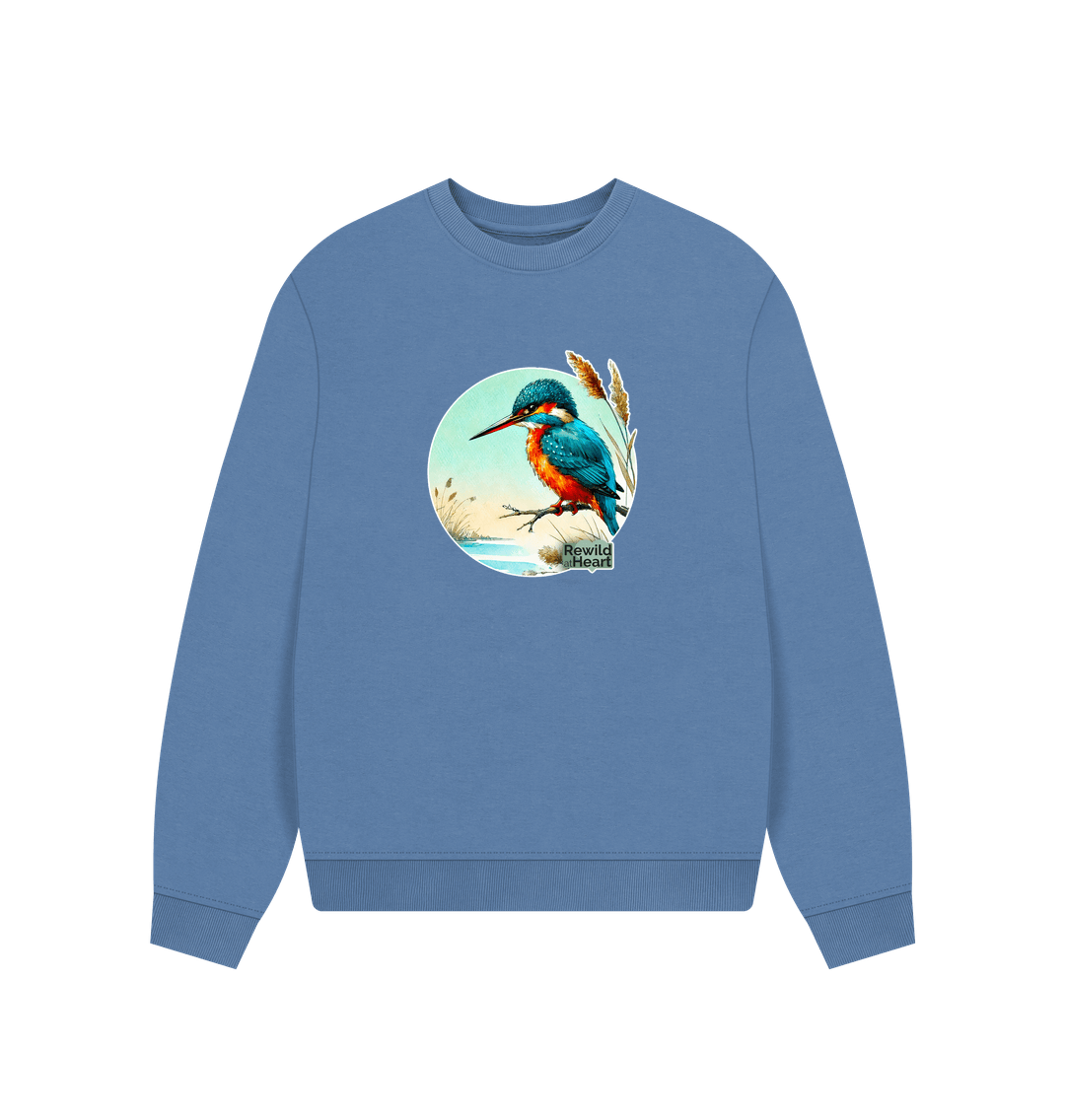 Solent Kingfisher in the Reeds Women's Oversized Jumper