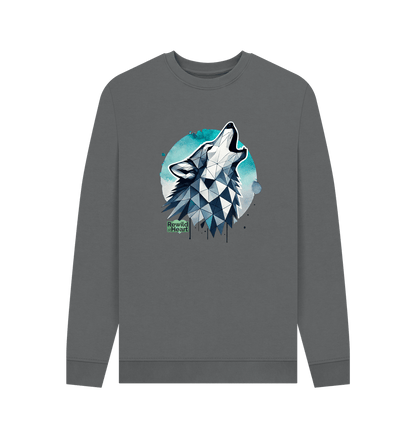 Slate Grey Primal Wolf Howl Men's Sweater